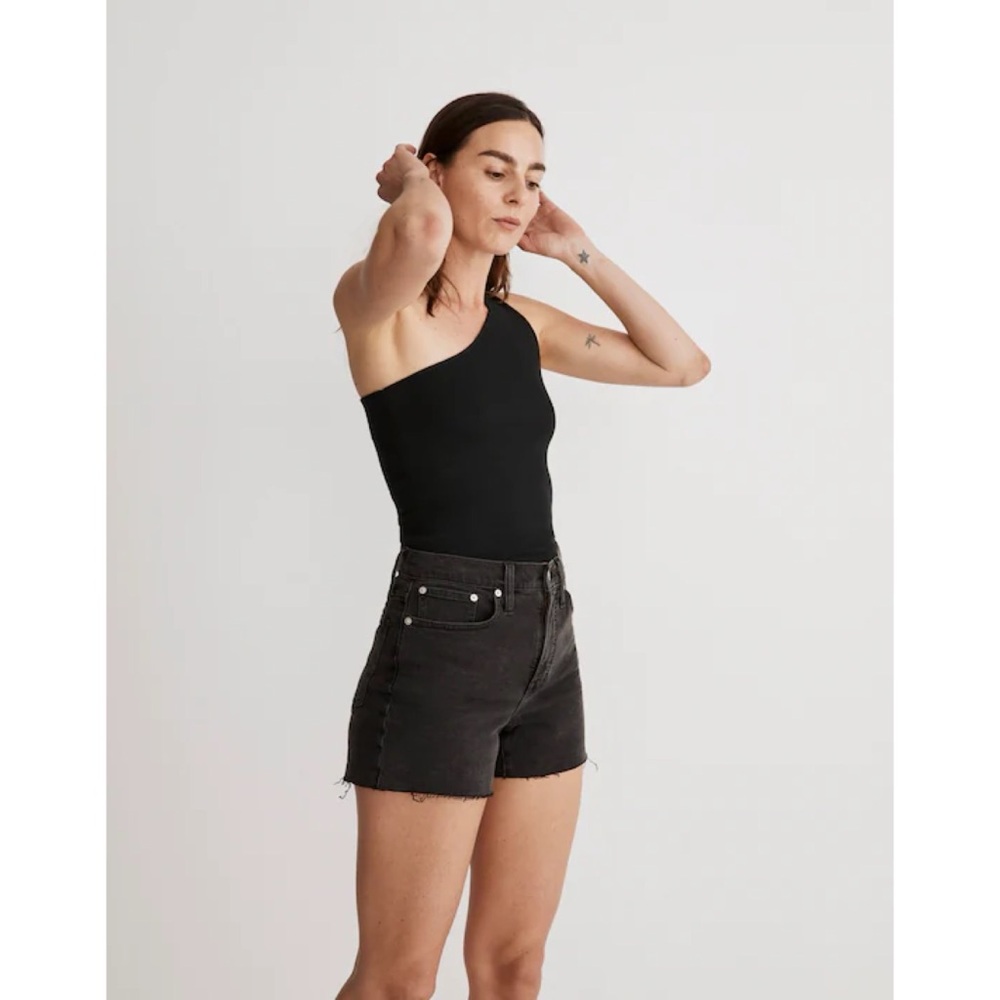 Madewell Shorts Women 26 High Rise Denim Cut Off Raw Hem Black